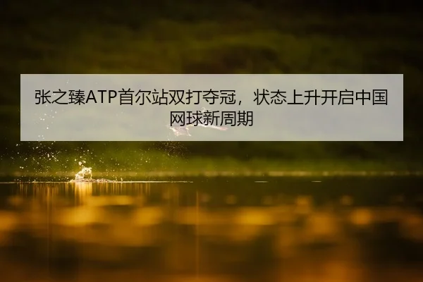 张之臻ATP首尔站双打夺冠，状态上升开启中国网球新周期